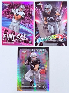 (3) Brock Bowers 2024 Topps Chrome Football NM RC Lot w/ Refractors - Picture 1 of 2