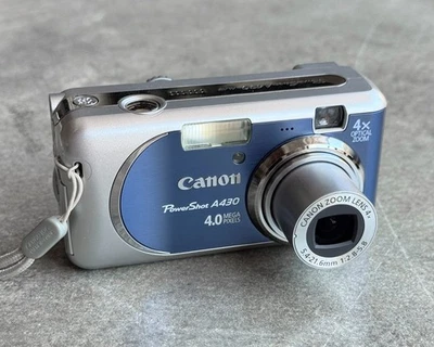 Canon PowerShot A430 Blue Y2K CCD Digicam 4MP 2006 - TESTED - Image 1 of 4