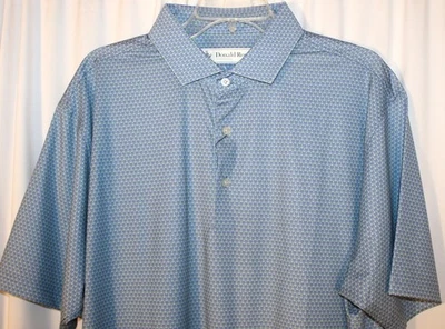 NUEVA Camisa Polo de Golf Donald Ross GRANDE Estampado de Ancla de Barco Periwinkle/Como Nueva Foto 1 de 4