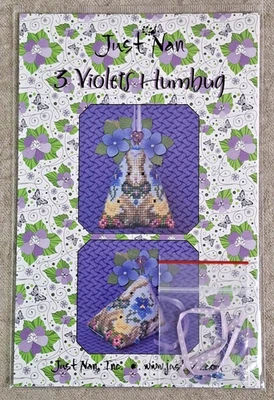 Just Nan 3 Violets Humbug Bunny Counted Cross Stitch Chart w/Bead Pack, PG - Image 1 of 3
