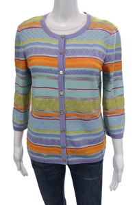 St. John Sport Womens Wool Blend Knit Striped Cardigan Sweater Multicolor Size S - Photo 1/6