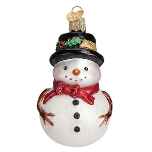 Old World Christmas Holly Hat Snowman Red No Box - Picture 1 of 1
