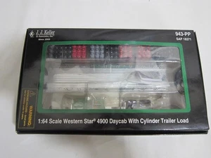 JJ Keller Scala 1:64 Western Star 4900 Daycab con Cilindro Rimorchio Carico - Foto 1 di 6