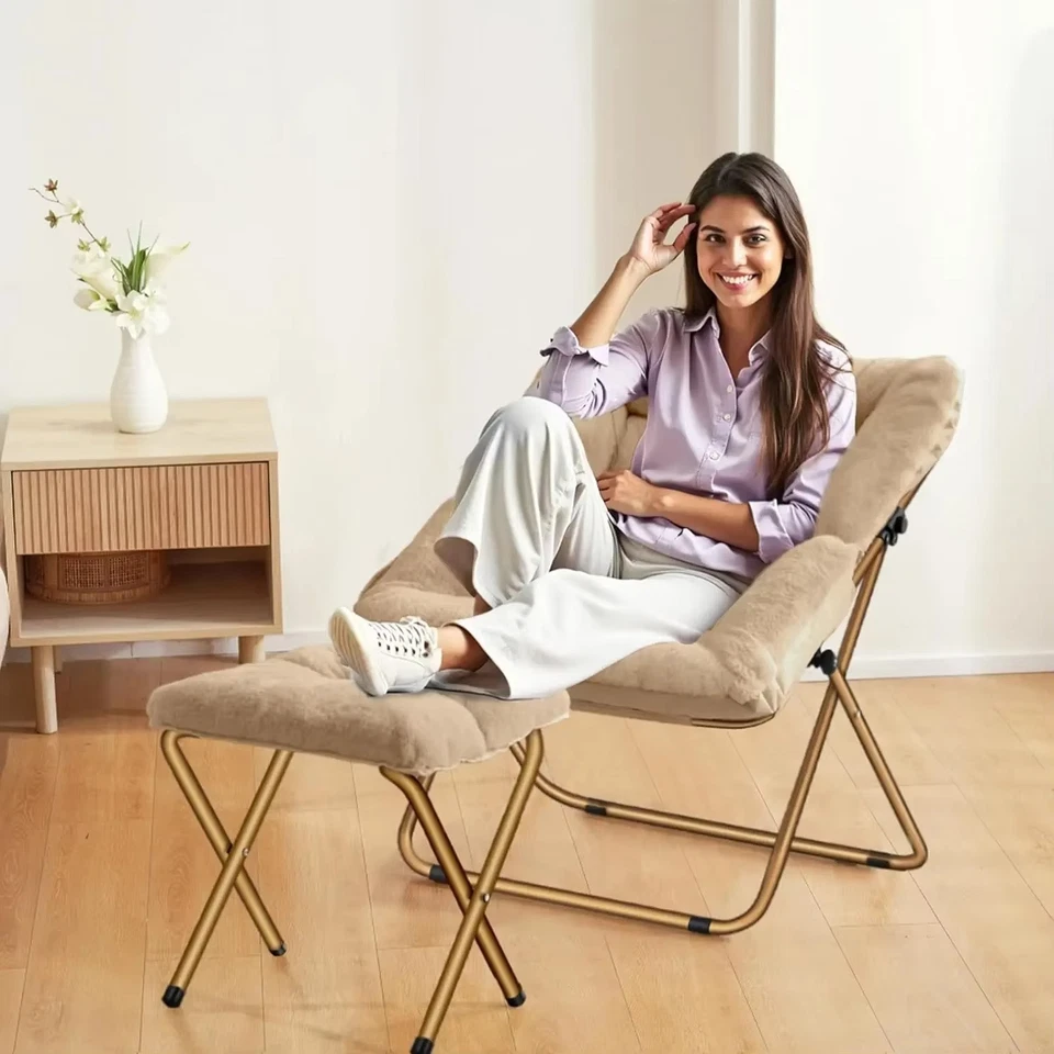 Silla Platillo, Plegable Salón/Dormitorio Suave Piel Sintética Salón Adultos, Niños, X-Grande Foto 1 de 4