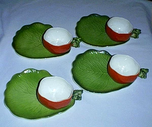 Juego de bocadillos y tazas de sopa Holt Howard 1962 de lechuga y tomate con etiquetas - Imagen 1 de 12