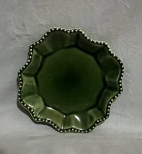 California Pantry Ceramics Christmas 6" Green Plate Embossed Candle Trinket Dish - Picture 1 of 7