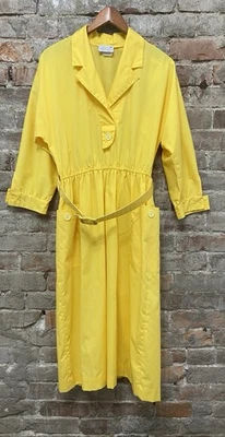 Vintage Serbin DESIGNED BY MARIANNE Yellow Shirt Dress with Belt Women's Size 12 - Image 1 of 4