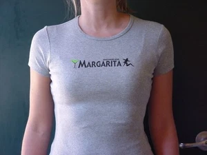 MARGARITA BAR Cocktail Women's Gray BABY DOLL TEE T-Shirt Bar Wear Uniform MED - Picture 1 of 3
