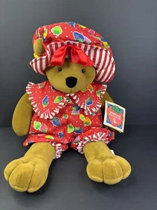 RUSS Bear County USA Strawberry Shortcake Outfit Sitting 20" Plush Vtg Doll Tags - Picture 1 of 11