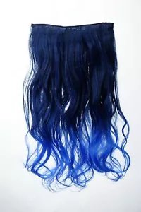 Extension Haarverlängerung Clip-In 5 Clip lockig zweifarbig Ombre Blau 50cm lang - Bild 1 von 3