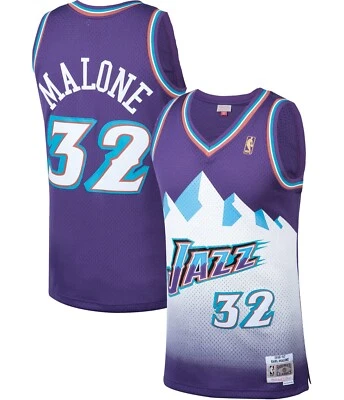 Utah Jazz Karl Malone Mitchell Ness 1998-99 Hardwood Classic Purple NBA Jersey - Image 1 of 3
