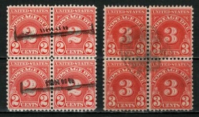 US 1931 #J81/J82 Postage Due Lot of 2 Blocks of 4 Nice Cancels Used - Image 1 of 2