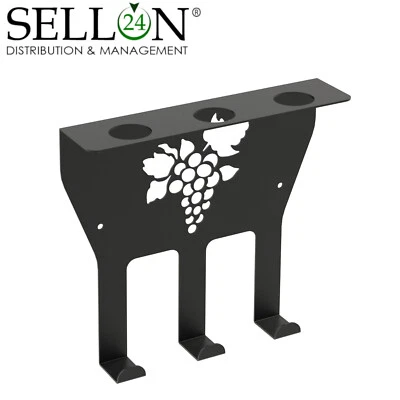 Metallo Supporto da Parete Vino Scaffale Portabottiglie Montaggio a Nero Moderno - Immagine 1 di 4
