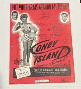 Coney Island PUT YOUR ARMS AROUND ME HONEY Sheet Music BETTY GRABLE 1937 RARE - Picture 1 of 3