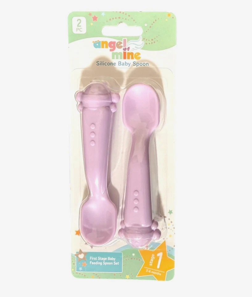 Paquete de 2 cucharas bebé de silicona Angel of Mine lavanda abeja Foto 1 de 1