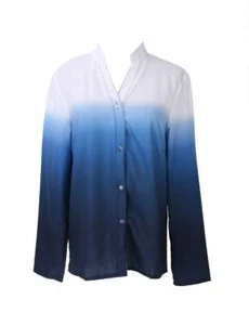 Fashion Women's Long Sleeve T-shirt Casual Tops Blouse Cowboy Gradient Shirt L - Picture 1 of 10