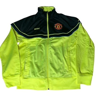 Manchester United Optic Yellow Black Full Zip Track Jacket Mens Sz Small Soccer - Image 1 of 4