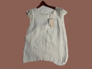 Neu mit Etikett BRANDNEU Medium reines Leinen Viola Borghi Top hergestellt in Italien - Bild 1 von 6