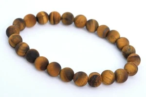 8MM Matte Yellow Tiger Eye Bracelet Grade A Natural Round Gemstone Beads 7.5" - Picture 1 of 4