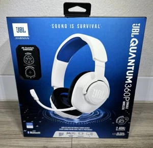 JBL Quantum 360P Console Wireless Bluetooth Over-Ear Gaming Headset In White - Picture 1 of 5