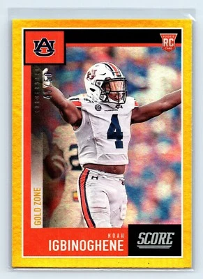 Noah Igbinoghene 2020 Score Gold Zone RC Rookie Auburn Tigers 45/50 Dolphins - Image 1 of 2