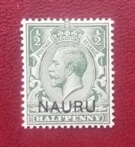 NAURU 1916 1/2p Scott #1 MLH 12-1/2 Long Overprint George V XF 1721 - Picture 1 of 3