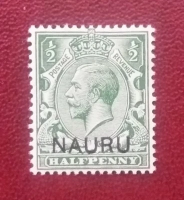 NAURU 1916 1/2p Scott #1 MLH 12-1/2 Long Overprint George XF 1721 - Image 1 of 3