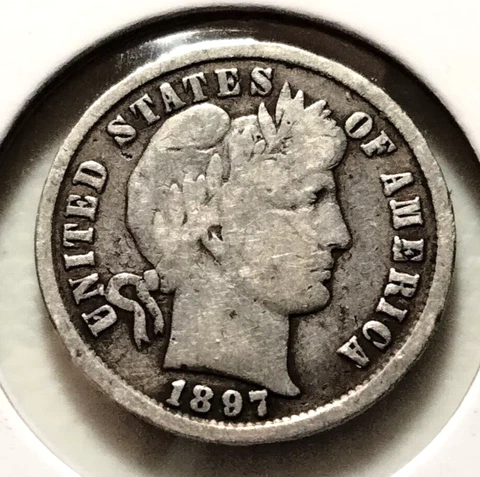 1897  Barber Dime - KM#113 - .900 Silver -  (INV#8258) - Combined Shipping Cover