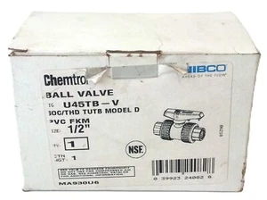 NIBCO Chemtrol U45TB-V-1/2 U45TB-V 1/2" PVC Model D True Union Ball Valve - Picture 1 of 3