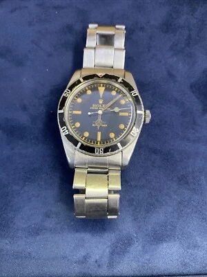 Vintage 1957 Rolex Submariner 36mm Black Gilt Dial James Bond Steel Watch 6536-1 - Image 1 of 4