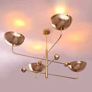 4 Leuchten große Messing Orbital Pendelleuchte Decke Mid Century Modern - Bild 1 von 8