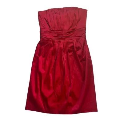 Mini Vestido Rojo Sin Tirantes Satinado Mercado Negro Casa Blanca Forrado Sin Mangas, Talla 6 Foto 1 de 4