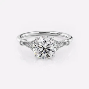 IGI Certified Lab Grown 1.70 Ct Round Cut Diamond Engagement Ring 18k White Gold - Picture 1 of 14