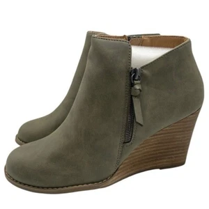 Report Womens Shoes Guine Bootie Sz 8.5 Olive Green Ankle Zip Chic Wedge New - Picture 1 of 13