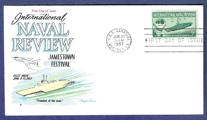 1957 FDC 3c International Naval Review issue #1091 Fluegel cachet - Picture 1 of 2