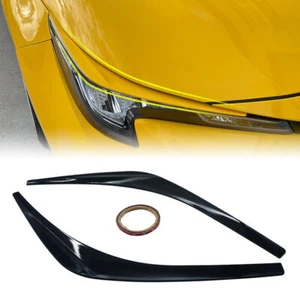Fit 2019-2022 Toyota Corolla Hatchback Black Headlight Eyebrow Eyelid Cover Trim - Picture 1 of 7