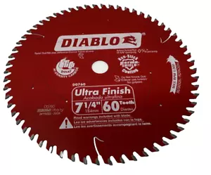 NUEVO Diablo D0760A 7-1/4" x 60 dientes ultra acabado hoja de sierra 5/8" eje ITALIA - Imagen 1 de 3
