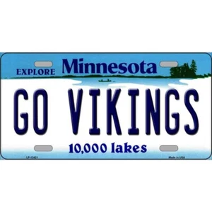 MINI Size 4"x2.2" License Plate Metal Sign for Home Go Vikings Novelty - Picture 1 of 1