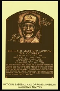 Reggie Jackson Gold Baseball Hall of Fame Plaque Postcard - Picture 1 of 2