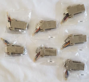 7 Pcs DB9 9 Pin Serial RS232 Male to RJ45 Female Network Ethernet Adapter Ivory - Picture 1 of 12