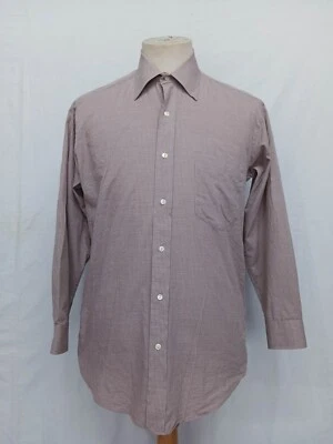 Винтажная мужская сорочка ISSEY MIYAKE Design Studio коричневая в полоску из хлопковой смеси 38 - Изображение 1 из 4