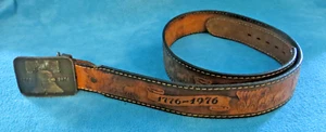 Vintage Bicentennial 44" Ledergürtel mit Liberty Glockenschnalle Pferde Planwagen - Bild 1 von 7
