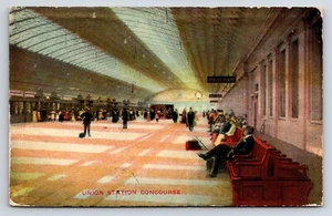 Postcard Union Station Passenger Concourse, People, Interior View - Picture 1 of 2