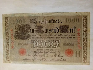 1000 Mark Reichsbanknote rot gestempelt 21. April 1910 - Bild 1 von 15