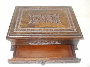  Vintage Wooden Jewellery Trinket Box Hand Carved with Drawer 99p no reserve