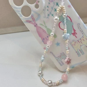 Spring Sweet Ceramics Flower Beaded Phone Strap Charm Chain For Phone Lanyar _yi - Zdjęcie 1 z 5