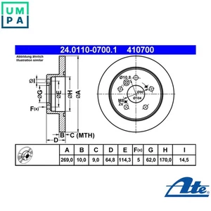2x BRAKE DISC 24.0110-0700.1 FOR TOYOTA 5S-FE 2.2L 4cyl CAMRY1MZ-FE 3.0L 6cyl - Picture 1 of 10