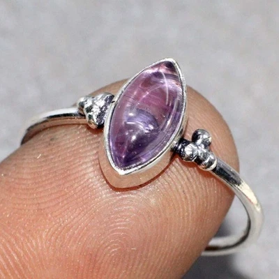 Natural Amethyst 925 Silver Plated Gemstone Ring Us 8.5 Aesthetic Jewellery JW - Image 1 of 3