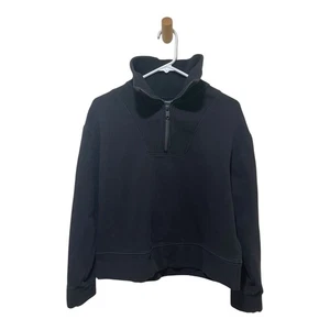 Sudadera Pullover Acanalada Athleta Media Cremallera Cuello Embudo Negro Talla S - Imagen 1 de 6