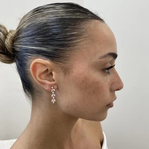 Diamond Earrings Round & Marquise 1.62 Ct E-F VS1 Lab Created 14k Rose Gold - Picture 1 of 5